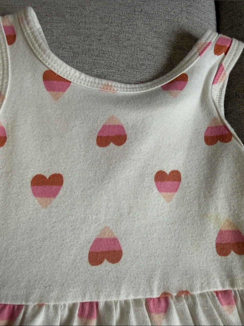 Pink Heart Print & Peach Stripe Sleeveless Cotton Dress Set - Cat & Jack 2T